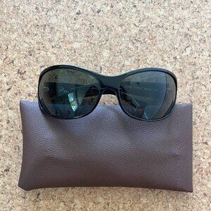 60s Wraparound Style Sunglasses - Black